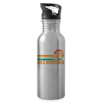 Funny Cornhole Corn Hole Retro - Water bottle with straw - silver - Right