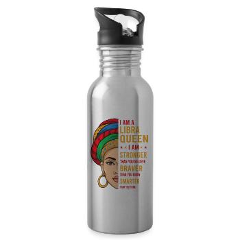 Libra Queen Geschenk Tierkreis Sternzeichen Waage - Trinkflasche mit integriertem Trinkhalm - Lightsilver - Rechts