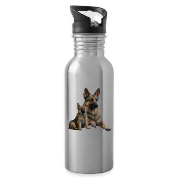 Deutscher Schäferhund Hund Hunderasse - Trinkflasche mit integriertem Trinkhalm - Lightsilver - Rechts