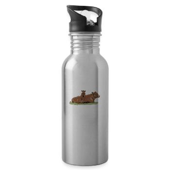 Limousin Rind I Frankreich Rinderzucht für - Trinkflasche mit integriertem Trinkhalm - Lightsilver - Rechts