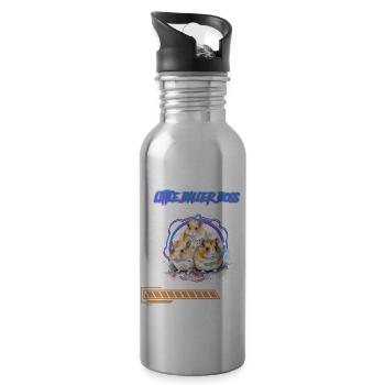 Hamster Nager Haustier Aquarell Geschenk - Trinkflasche mit integriertem Trinkhalm - Lightsilver - Rechts
