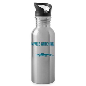 Rorqual bleu pour béluga et mammifères marins - Gourde avec paille intégrée - argent clair - Droite