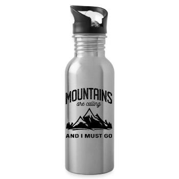 The Mountains are Calling and I must Go die Berge - Water bottle with straw - silver - Right