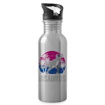 Bi Pride Bisexuel Flag Trex LGBTQ - Gourde avec paille intégrée - argent clair - Droite