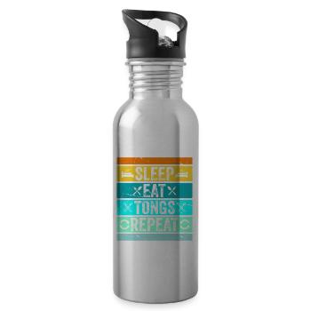 Sleep Eat Tongs Repeat Blacksmith Hammer Tool - Water bottle with straw - silver - Right