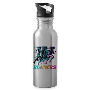 Dynamische Läufer Lauf Wettkampf - Trinkflasche mit integriertem Trinkhalm - Lightsilver - Rechts