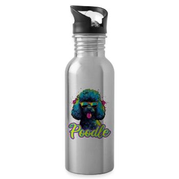 Pudel Hund Hunderasse für ein Pudel Frauchen und - Trinkflasche mit integriertem Trinkhalm - Lightsilver - Rechts