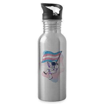 Transgender Stolz Trans-Flagge Weltraum-Astronaut - Trinkflasche mit integriertem Trinkhalm - Lightsilver - Rechts