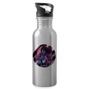 Schöne Motorradfahrerin auf ihrer Maschine - Trinkflasche mit integriertem Trinkhalm - Lightsilver - Rechts
