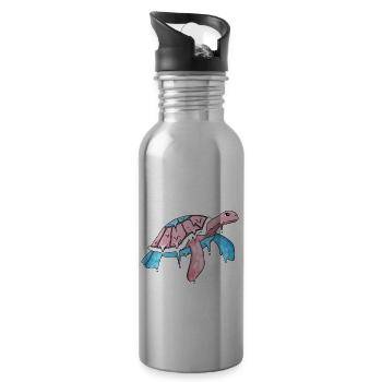 Transgender Stolz Trans Flagge Meeresschildkröte S - Trinkflasche mit integriertem Trinkhalm - Lightsilver - Rechts