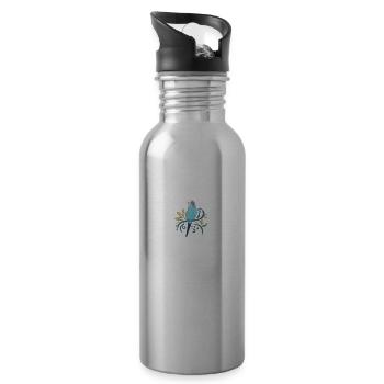Wellensittich I Sittich Vogel Budgie Motiv für - Trinkflasche mit integriertem Trinkhalm - Lightsilver - Rechts