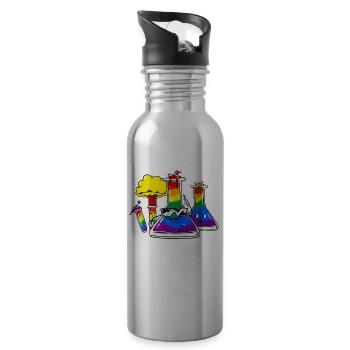 Gay Pride Regenbogenflagge Wissenschaftslehrer - Trinkflasche mit integriertem Trinkhalm - Lightsilver - Rechts