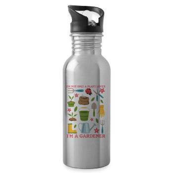 Garden Home Gardener Gardener Gardener Gardening Gift - Water bottle with straw - silver - Right