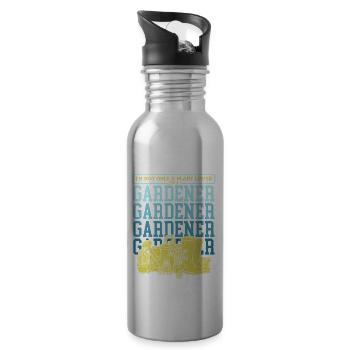 Garden, hobby gardener, gardening, gardener, gift - Water bottle with straw - silver - Right