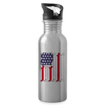 Dachshund Dog Gift 4th Of July Dachshund - Water bottle with straw - silver - Right