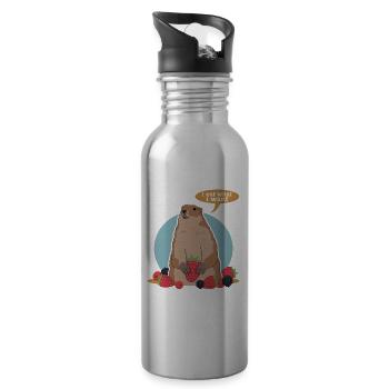 Murmeltiere Munggen Mankai Groundhog Geschenk - Trinkflasche mit integriertem Trinkhalm - Lightsilver - Rechts