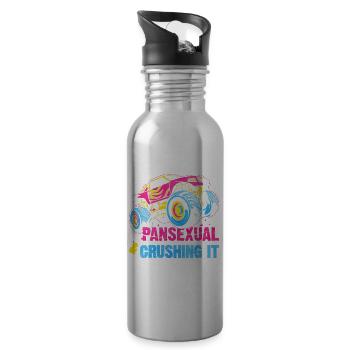 Pansexueller Stolz Monster Truck - Trinkflasche mit integriertem Trinkhalm - Lightsilver - Rechts