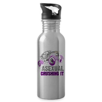 Asexueller Stolz Monster Truck - Trinkflasche mit integriertem Trinkhalm - Lightsilver - Rechts