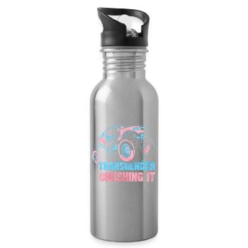 Transgender Pride Monster Truck - Water bottle with straw - silver - Right