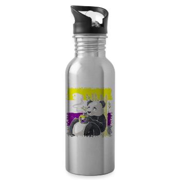 Nicht binäre Stolz Flagge Panda Kaffee Sublte LGBT - Trinkflasche mit integriertem Trinkhalm - Lightsilver - Rechts