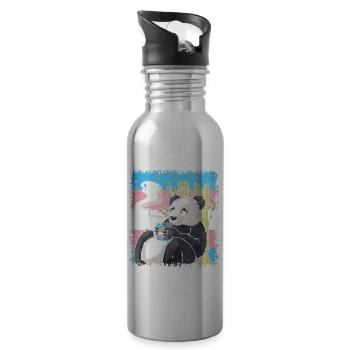 Transgender Stolz Trans Flagge Panda Kaffee Sublte - Trinkflasche mit integriertem Trinkhalm - Lightsilver - Rechts
