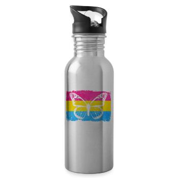 Pansexuelle Stolz Pan Flagge Schmetterling Sublte - Trinkflasche mit integriertem Trinkhalm - Lightsilver - Rechts