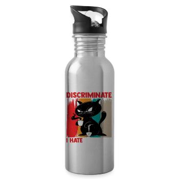 I Don't Discriminate I Hate Everyone 17 - Water bottle with straw - silver - Right