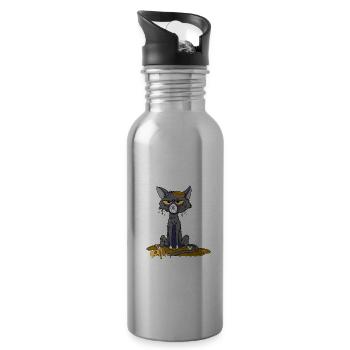 Katze i hate mondays lustiger Montag Spruch - Trinkflasche mit integriertem Trinkhalm - Lightsilver - Rechts