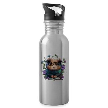 All The Cool Kids Are Reading Meerschweinchen - Trinkflasche mit integriertem Trinkhalm - Lightsilver - Rechts