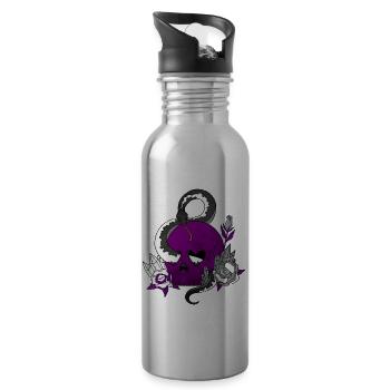 Asexual Pride Ace Flag Skull Snakes Roses Sublte - Trinkflasche mit integriertem Trinkhalm - Lightsilver - Rechts