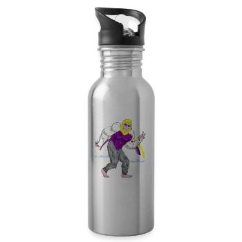 Non-Binary Pride Flag Bigfoot Bigfoot Sasquatc - Water bottle with straw - silver - Right