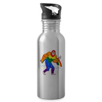 Homosexuell Stolz Regenbogen Flagge Bigfoot Sasqua - Trinkflasche mit integriertem Trinkhalm - Lightsilver - Rechts