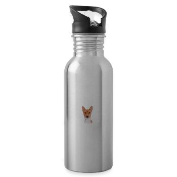 Vorsicht vor dem Herrchen, Hund harmlos - Basenji - Trinkflasche mit integriertem Trinkhalm - Lightsilver - Rechts
