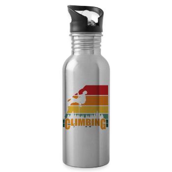 Klettern Berge Klettersteig Felsen Kletterer - Trinkflasche mit integriertem Trinkhalm - Lightsilver - Rechts