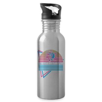 Funny Jiu Jitsu BJJ Retro - Water bottle with straw - silver - Right
