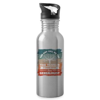 Du kannst mich den Zeitreisenden nennen, es klingt besser - Trinkflasche mit integriertem Trinkhalm - Lightsilver - Rechts