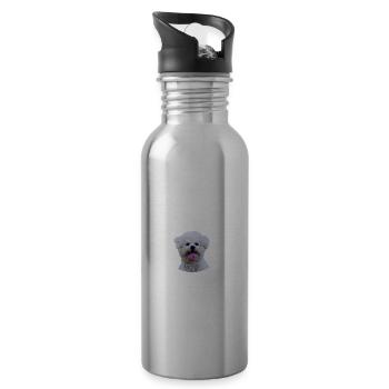 Beware of the mistress, harmless Bichon Frisé - Water bottle with straw - silver - Right