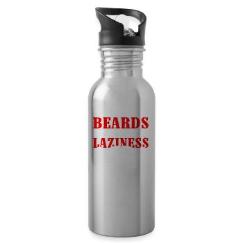 Beards Turn Laziness Into Awesomeness - Trinkflasche mit integriertem Trinkhalm - Lightsilver - Rechts