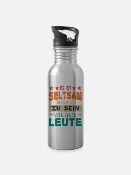 Alt Alter Geburtstag alter Sack Jahrgang - Trinkflasche mit integriertem Trinkhalm - Lightsilver