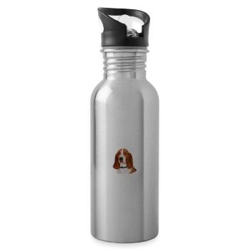 Beware of the mistress, harmless Basset Hound - Water bottle with straw - silver - Right