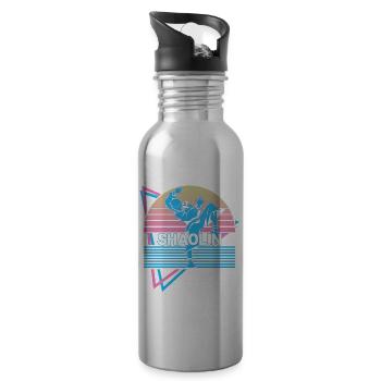 Kung Fu Retro - Trinkflasche mit integriertem Trinkhalm - Lightsilver - Rechts