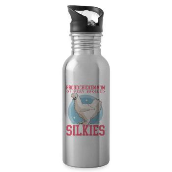 Silk Chicken Mom Silkie Chicken Silk Chickens Cadeau - Gourde avec paille intégrée - argent clair - Droite
