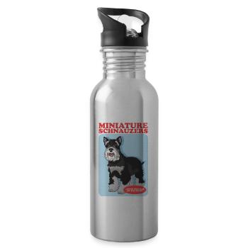 Schnauzer miniature propriétaire Schnauzer chiens cadeau - Gourde avec paille intégrée - argent clair - Droite
