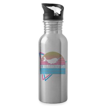 Narwal Retro - Trinkflasche mit integriertem Trinkhalm - Lightsilver - Rechts