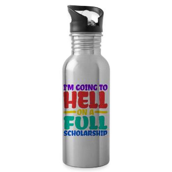 I'm Going To Hell On A Full Scholarship 2 - Trinkflasche mit integriertem Trinkhalm - Lightsilver - Rechts