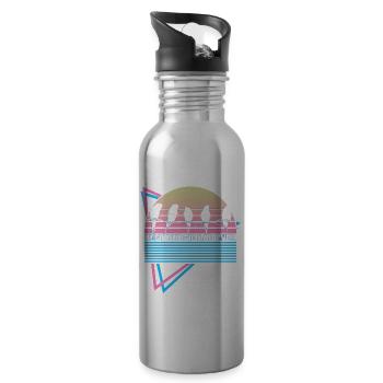 Wellensittich Sittich Retro - Trinkflasche mit integriertem Trinkhalm - Lightsilver - Rechts