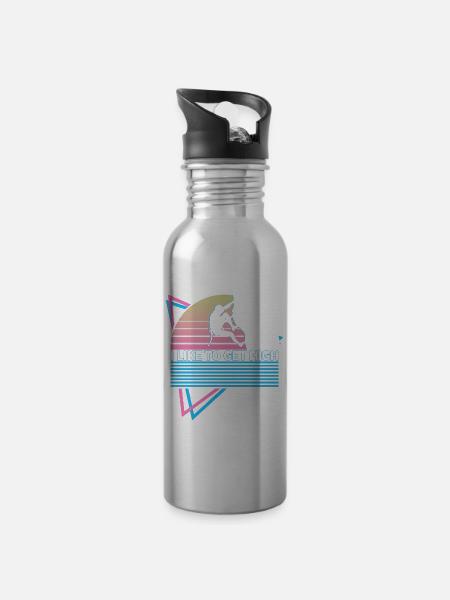 Felsklettern Felskletterer Retro - Trinkflasche mit integriertem Trinkhalm -