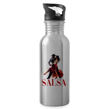 Salsa Tanz Kubanischer Tanz Kuba Urlaub - Trinkflasche mit integriertem Trinkhalm - Lightsilver - Rechts