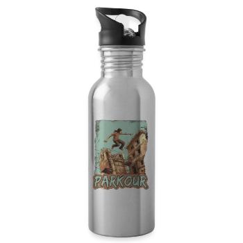 Parkour Le Parcour Freerunning Extremsport - Trinkflasche mit integriertem Trinkhalm - Lightsilver - Rechts