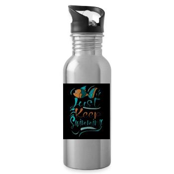 WHALES JUST KEEP SWIMMING - Water bottle with straw - silver - Right